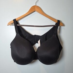 Cacique Back Smoother Lightly Lined Full Coverage Black Underwire Bra Size 42DDD